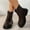 #193-Brown, variant on Roncen Women's Winter Ankle Boots Casual Fashion - Solid Color Block Round Toe Slip-On Chunky Low Heel Shoes with Stylish Ankle-Length Design
