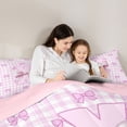 thumbnail image 4 of Erosebridal Pink Bow Full Size Comforter Sets For Girls,Cute Letter X Personalized Initial Bedding Sets,Pink Reversible,3pcs, 4 of 7