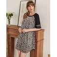 thumbnail image 2 of Ekouaer Cotton Nightgowns for Women Short Sleeve Sleep Shirts Crew Neck Night Shirts Soft Color Block Night Gown, 2 of 6