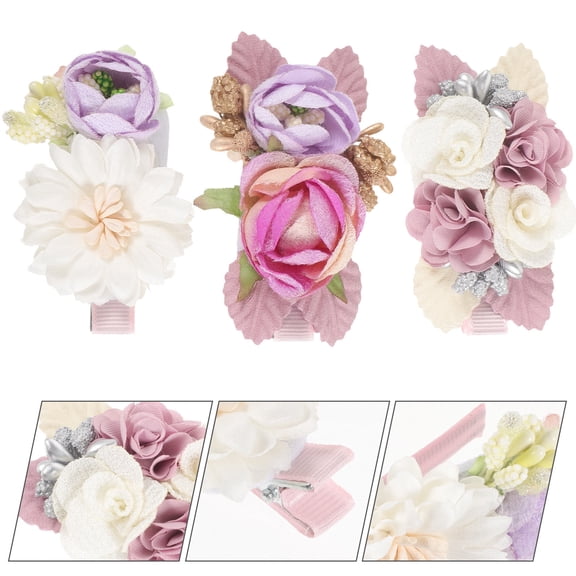 LOLIPPYY 3-Piece Teen Girls Hair Accessories Set with Flower Design for Stylish Photo Shoots and Everyday Use
