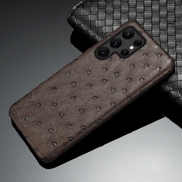 Funda de teléfono de avestruz de lujo para Samsung S23 ultra S22 S20FE S20 ultra, Funda de cuero genuino para Galaxy s22 plus note 20 Fivean unisex