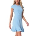 thumbnail image 4 of INSPIRE CHIC Women's Cap Sleeves Round Neck Tiered Ruffled Hem Above Knee Dress XL Sky Blue, 4 of 6