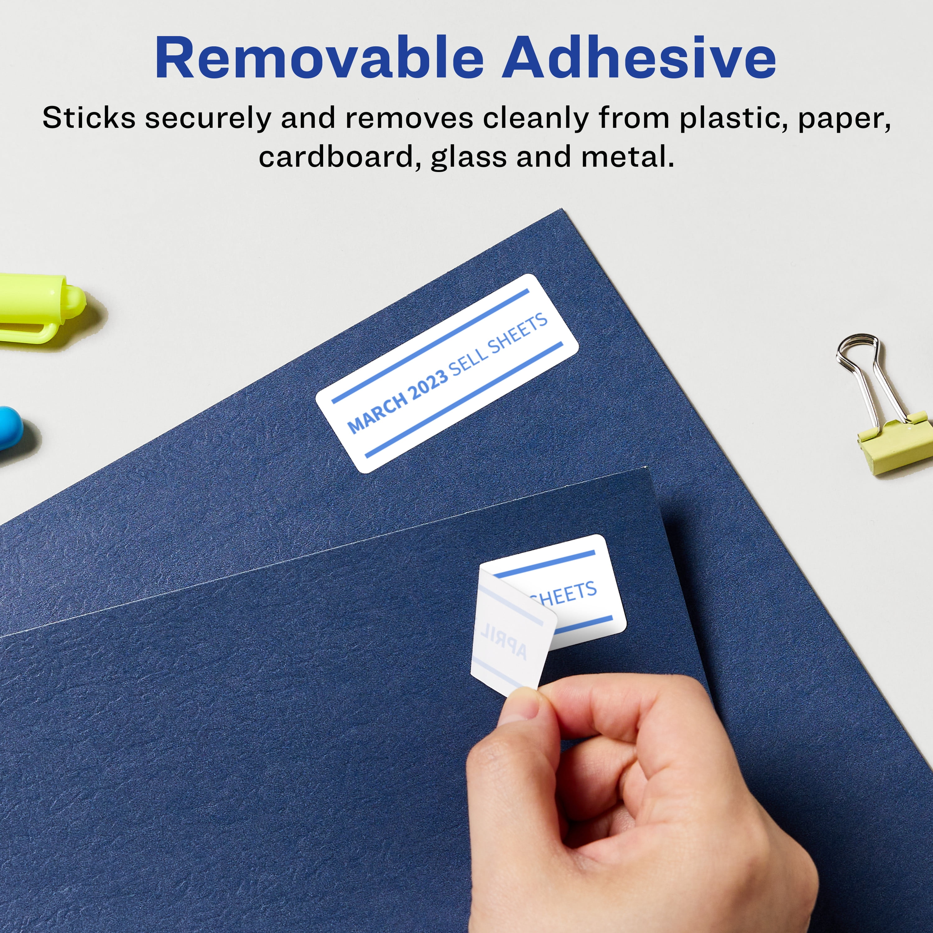 Avery Removable Rectangle Labels, 1" x 4", 500ct