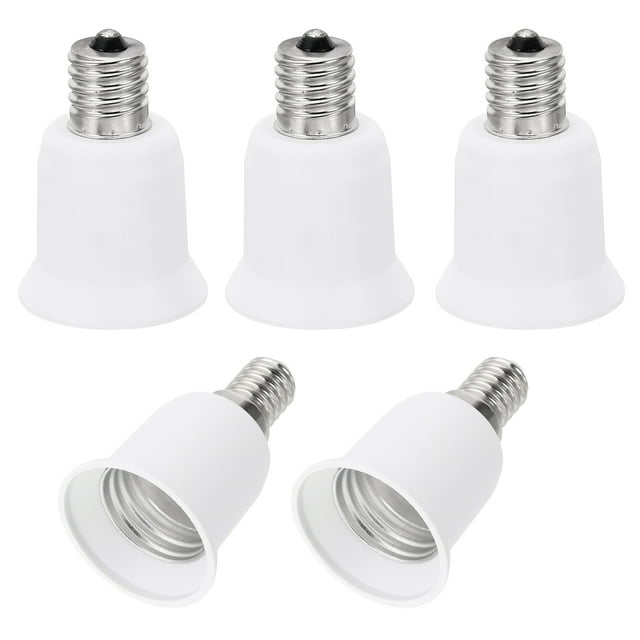 Adaptador de socket de luz Uxcell E17 a E26/E27, 5 piezas de soporte de lámpara para convertir la base de tornillo para bombilla halógena CFL, blanco