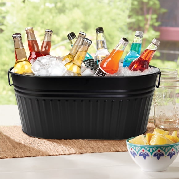 Hometrends Black Large Oval Tub,24"x14.37"