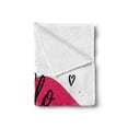 thumbnail image 2 of Hello Soft Flannel Fleece Throw Blanket, Lip Shape in Vibrant Watercolor with a Phrase of Love Printed over with Hearts, Cozy Plush for Indoor and Outdoor Use, 70" x 90", Magenta Black, by Ambesonne, 2 of 5