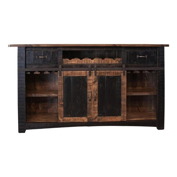 Pemberly Row Contemporary Bar Counter - Distressed Black - 76"