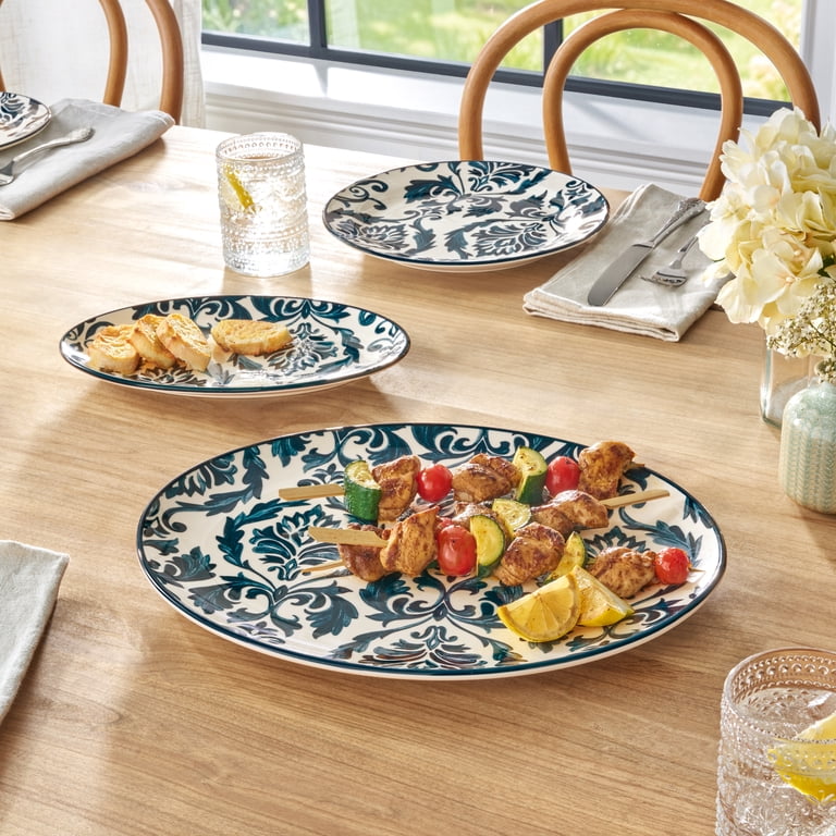 Pioneer Woman Audrey Blue Stoneware Serving Tray Set photo 2
