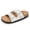 White, variant on Women's Cork Footbed Sandals with Arch Support, Adjustable Double Buckle Slip-On Slides, Open Toe Flat Sandals with PU Upper for Summer