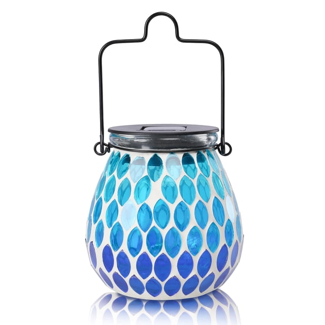 Farol Solar Afirst Mosaico Colgante Azul Impermeable