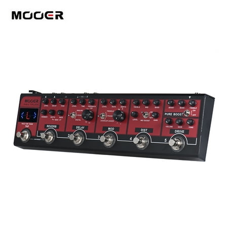 MOOER RED TRUCK 6-in-1 Combined Effect Pedal Boost + Overdrive + Distortion + Modulation + Delay + Reverb Built-in Tuner Tap Tempo with Carry