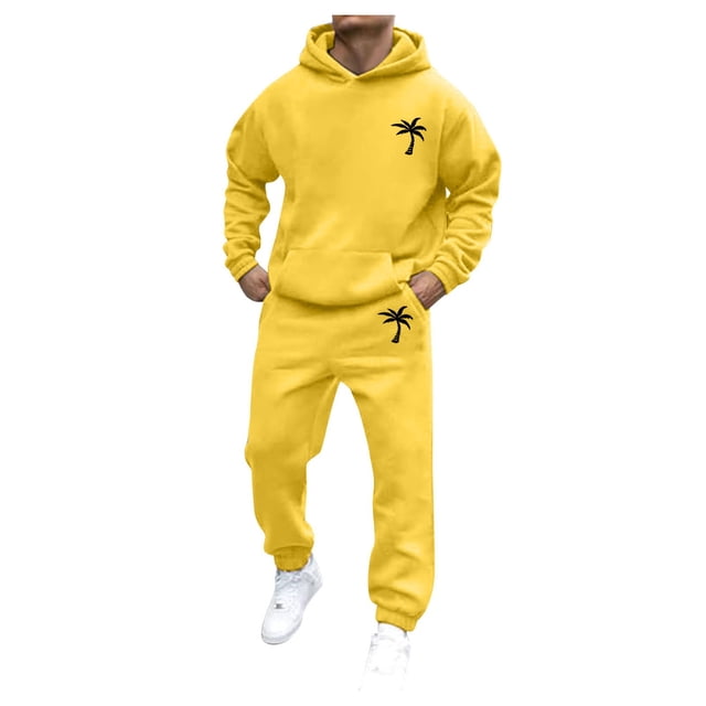Male Casual Solid Two Piece Hooded Sports Suit Pocket Raglan Sleeve Hoodies Drawstring Pant Set Men Regular Suits Mens Ruffle Tux Casual Suit Big And Tall Men Suits Formal Suits for Men And Outfits