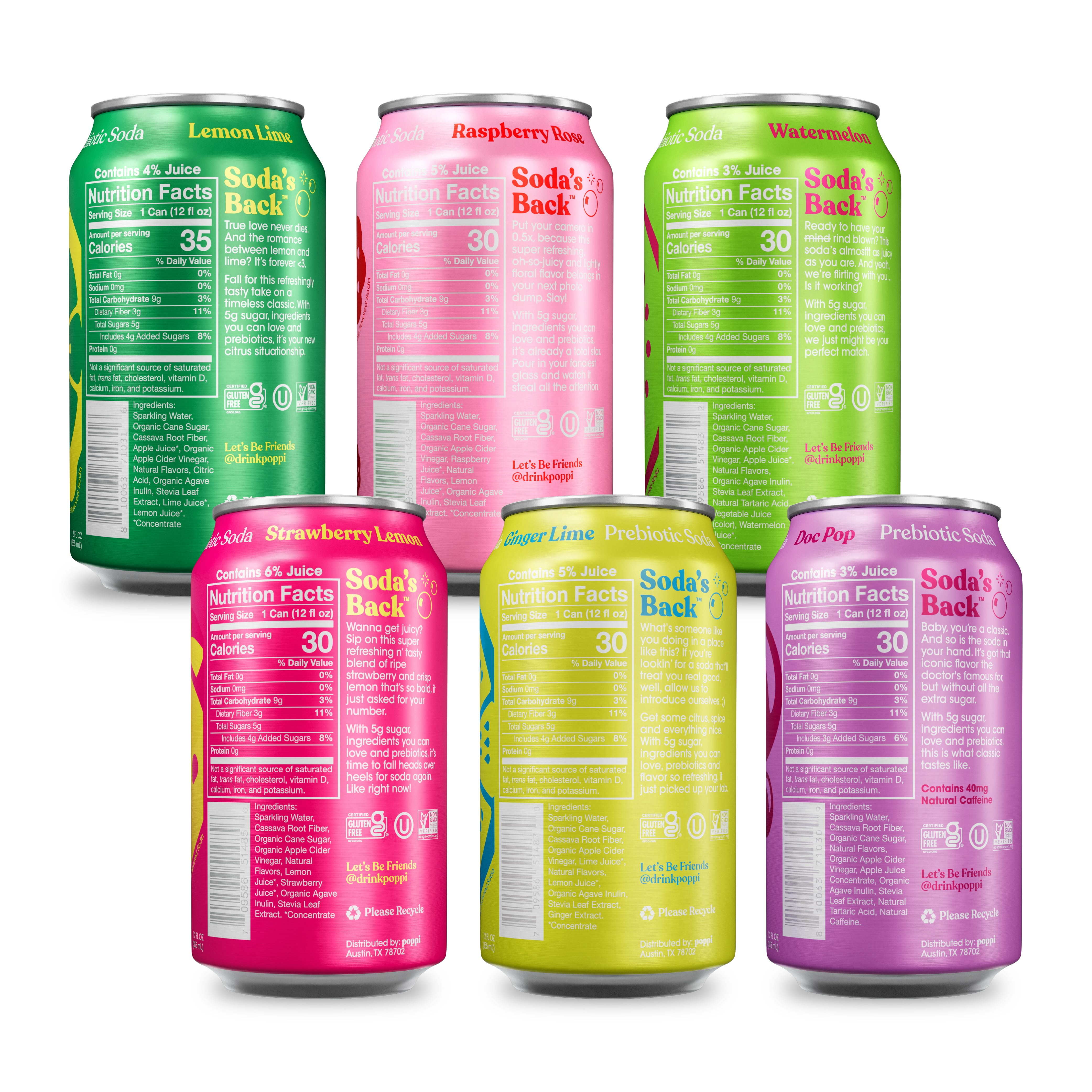 Poppi Prebiotic Soda, Party Starters Variety Pack, 12 oz, 12 Pack Cans