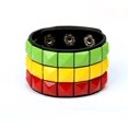 thumbnail image 1 of Pulsera de cuero con clavos de cuarteto multicolor punk, joyería personalizada para montar, pulsera ancha de cuero PU para hombres, 1 of 6