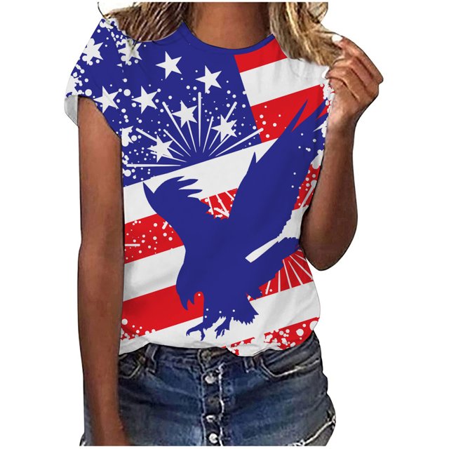 Pompotops Hauts de Mode pour Femmes Imprimé Décontracté Coupe Ample Tee-Shirts Blouse Imprimée Col Rond