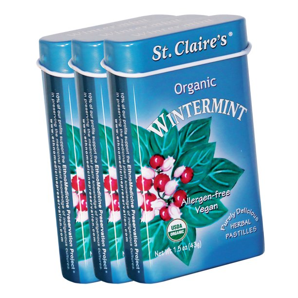 St. Claire's Organic Breath Mints, (Wintermint, 1.5 Ounce Tin, Pack of