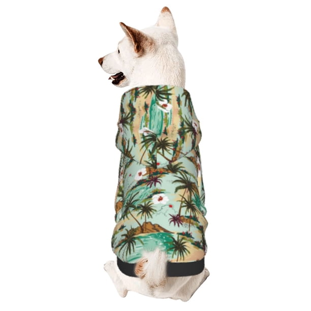 Balery Colorful Hawaii Palms Sudadera con Capucha para Perros Pequeños – Ropa para Mascotas, Disfraz para Perros y Gatos, Ideal para Fiestas y Cosplay-XX-Large