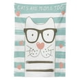 thumbnail image 3 of Ambesonne Animal Tablecloth Rectangular Table Cover, Hipster Cartoon Cat Art, 60"x84", White Blue and Pink, 3 of 4