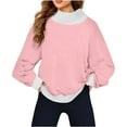 thumbnail image 3 of Women Sweatshirts Women's Casual Loose Long Sleeve Turtleneck Solid Color Thin Hoodless Sweatshirts Women's Fashion Hoodies & Sweatshirts Pullover Sweatshirts for Women, 3 of 6