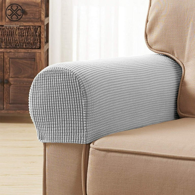 Luxtrada 2 Piece Furniture Armrest Covers Slipcovers Sofa Chair Arm Protectors Gray
