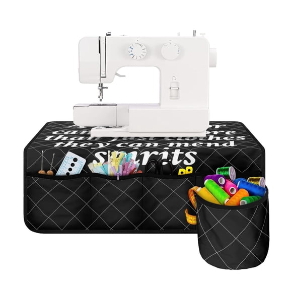 HELLHERO Sewing Spirit Quote Sewing Machine Pad with Storage Cylinder Sewing Accessories Easy to Clean Mats for Friend Family Gift