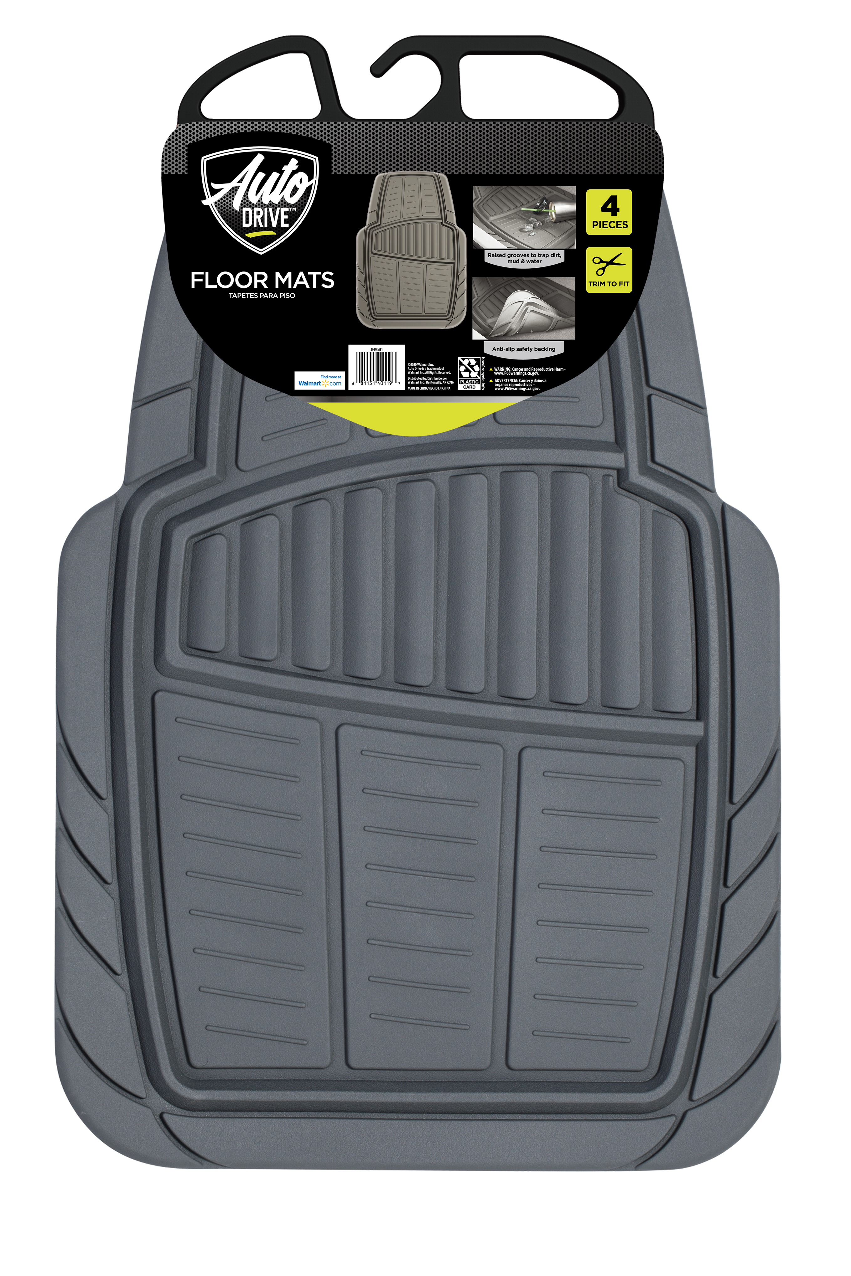 Auto Drive 4-Piece Universal Fit Car Floor Mats, Grey photo 5
