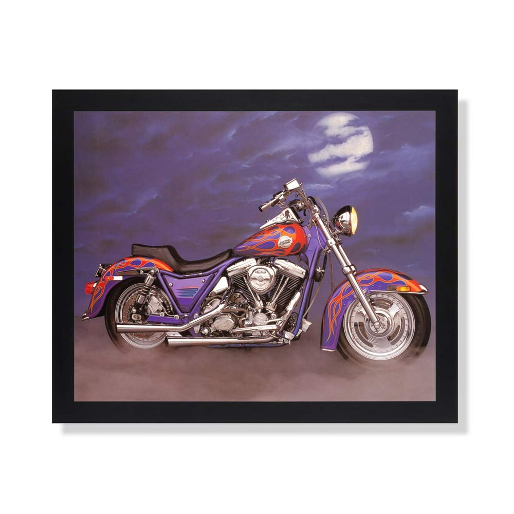 1986 Harley Davidson Motorcycle Picture Black Framed Art Print