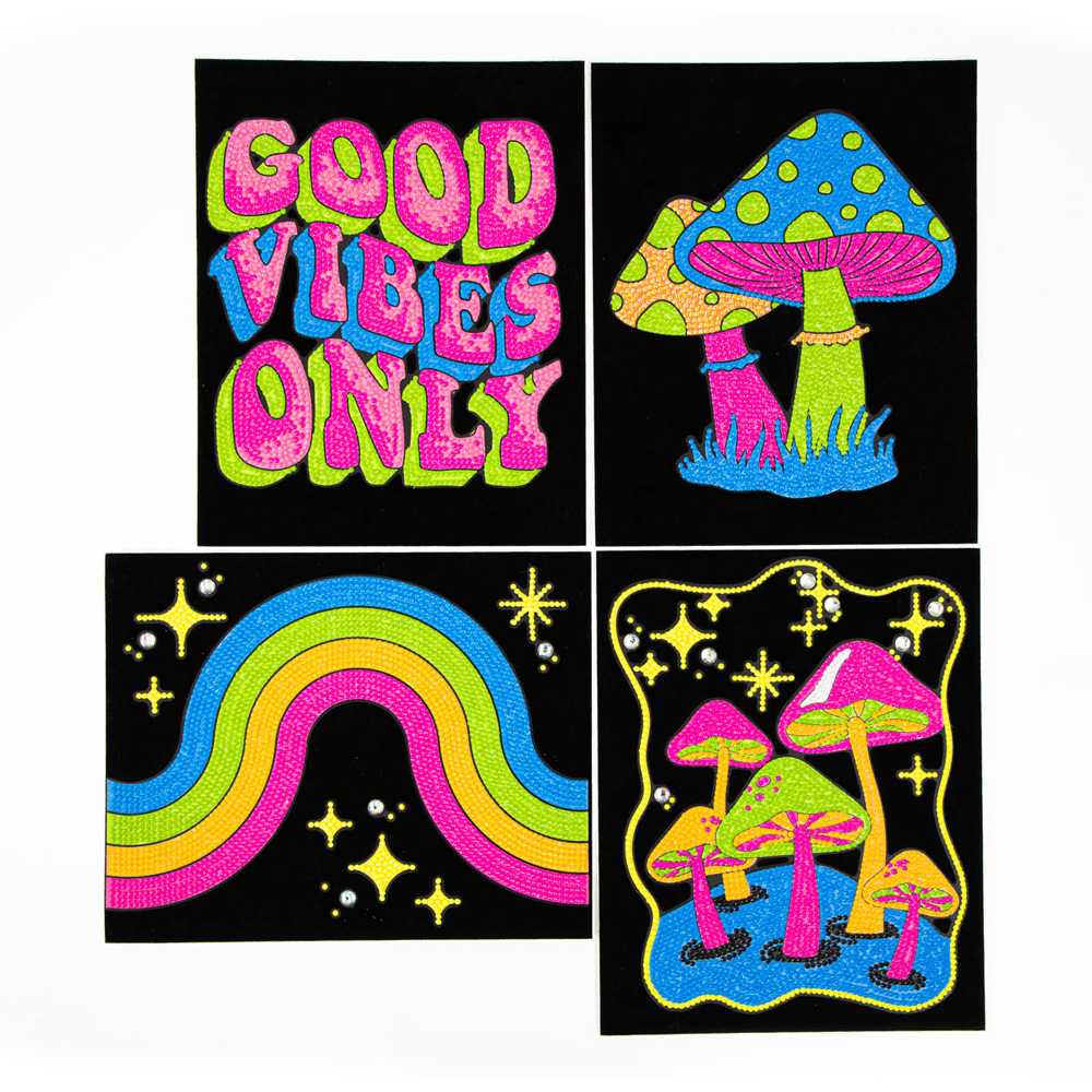 Diamond Dotz Neon Flock Good Vibes Diamond Painting Kits for Adults - Colorful Diamond Art Kits a Relaxing Creative Craft Kit with Dotz Gems 10x8