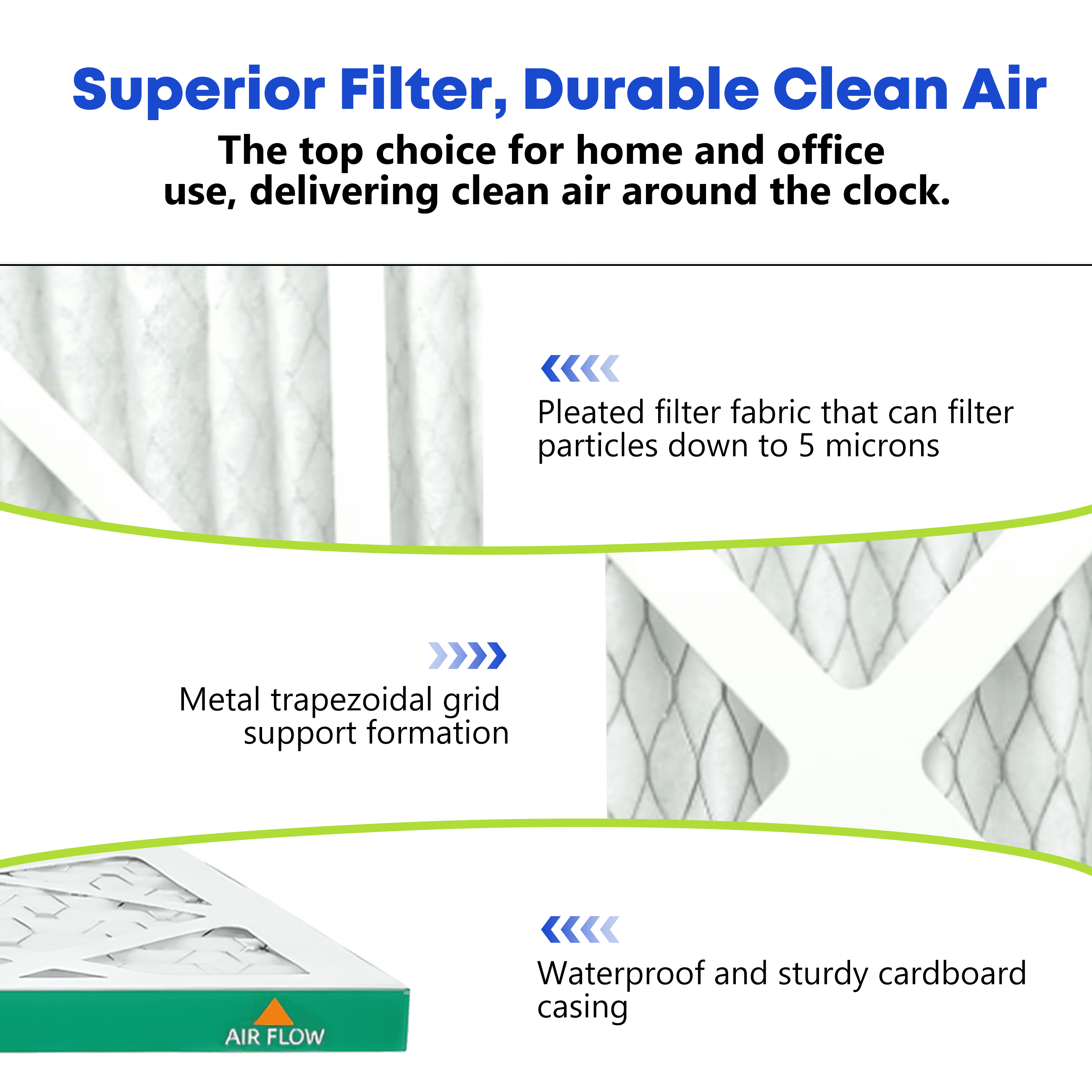 SUIXINEYI HVAC Filters 16x25x1 MPR 1000 MERV 11, Pleated AC Furnace Air Filter, Dust and Pet Dander Reduction, 4Packs