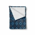 thumbnail image 2 of Indigo Soft Flannel Fleece Throw Blanket, Floral Detailed Squares Patchwork Inspired Image, Cozy Plush for Indoor and Outdoor Use, 50" x 70", Turquoise Navy Blue, by Ambesonne, 2 of 6
