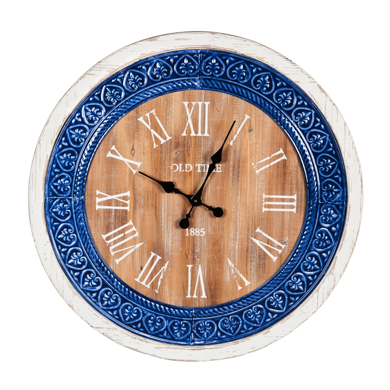 Blue and White Wall Clock