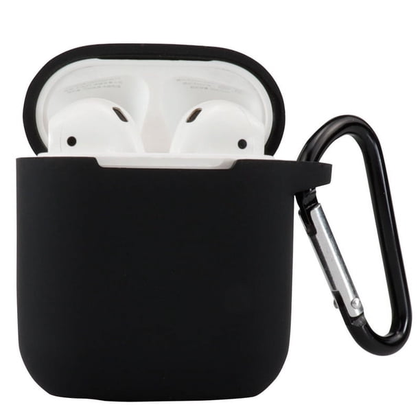 1 funda protectora (negra) Compatible con AirPods 1/2, funda protectora de silicona antigolpes, funda protectora suave y antideslizante para