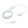 thumbnail image 1 of Cable de Extensión USB Uxcell con Interruptor, Cable de Alimentación con Interruptor de Botón Inline para Tira LED Lámpara de Escritorio Blanco 6.56 ft 1, 1 of 7