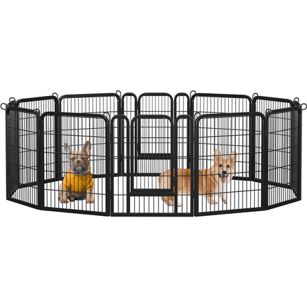Alden Design 31.5 inch Tall 12 Panels Metal Dog Playpen Fence for Exercise, Black
