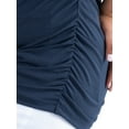 thumbnail image 6 of Wright's Women's Plus Size Draped Front Cowl Neck Short Sleeve Blouse Top, Size 1X-5X, 6 of 7
