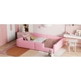 thumbnail image 5 of Twin Size Upholstered Platform Bed with Guardrail and Charging Station, Pink, 5 of 9