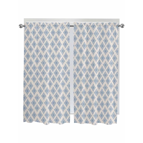 Bedroom Curtains 63 Inches length, Abstract Blue Window Treatment Curtain Drapes, Modern Contemporary Art Vintage Rod Pocket Curtain Panels for Living Room Kitchen, 42"x63", 2 Panels