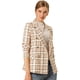 thumbnail image 1 of Chaqueta blazer formal a cuadros con doble botonadura y solapa con muesca para mujer Albaricoque XL, 1 of 6