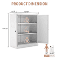 thumbnail image 3 of Hassch Small Pantry Cabinet with 2 Doors, Farmhouse Metal Storage Cabinet with Side Hooks and Adjustable Shelves, Buffet Sideboard for Kitchen, Dining Room, Easy Assembly, White, 3 of 8
