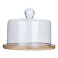 thumbnail image 1 of Wood Cake Dome Cake Display Server Tray for Dining Table Kitchen 210x157mm, 1 of 8