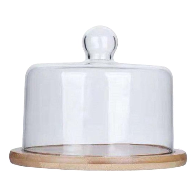 Wood Cake Dome Cake Display Server Tray for Dining Table Kitchen 210x157mm