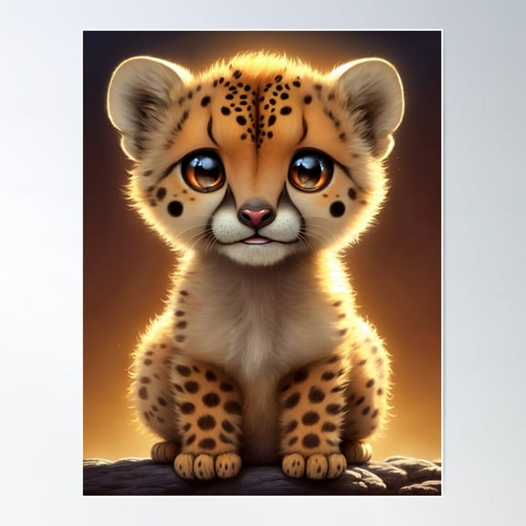 Super Cute Adorable, Baby Cheetah Poster Wall Art, Modern Wall Decor For Living Room Bedroom, 8x12 UNFRAMED