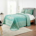 thumbnail image 1 of BNM Cotton Blend Classic Medallion Bedspread Set, Twin, Turquoise, 1 of 5