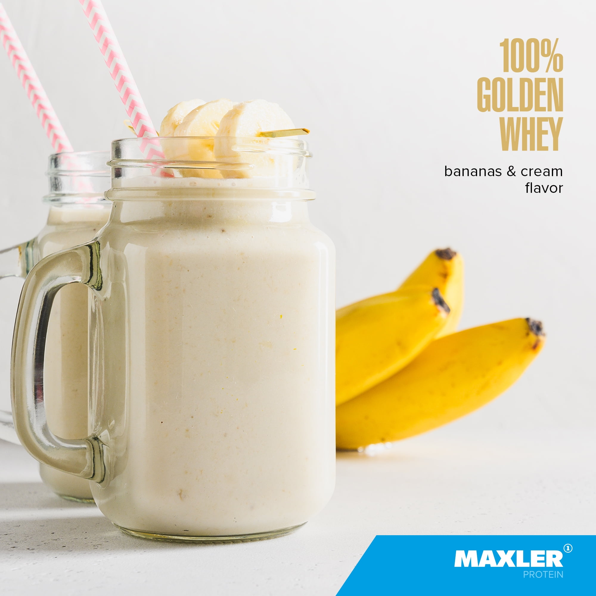 Maxler 100% Golden Whey Protein Powder - Bananas & Cream 5 lb