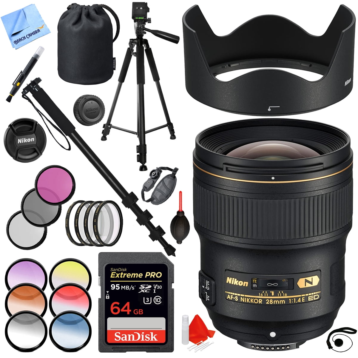 Nikon Af S Nikkor 28mm F 1 4e Ed Lens 069 With 77mm Filter Sets Plus 64gb Accessories Bundle Walmart Com Walmart Com