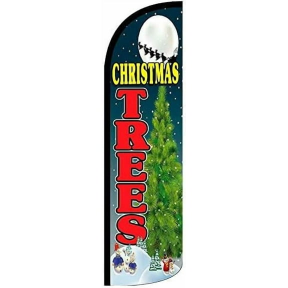 Christmas Tree - Windless Swooper Flag Banner Sign 3x11.5 ft Tall (Flag Only) kq