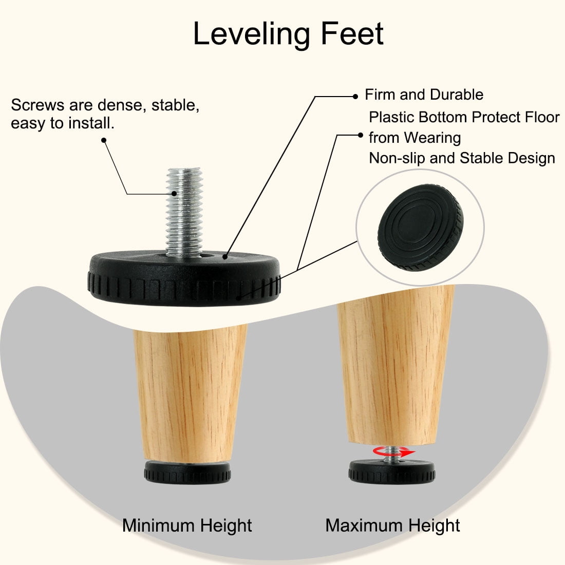 Unique Bargains 24Pcs M8 x 18 x 40mm Adjustable Leveling Feet for Chair Sofa Leg