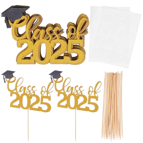 Luxshiny Graduation Cake Topper Stylish Lettering Multi-Color Paper Decor