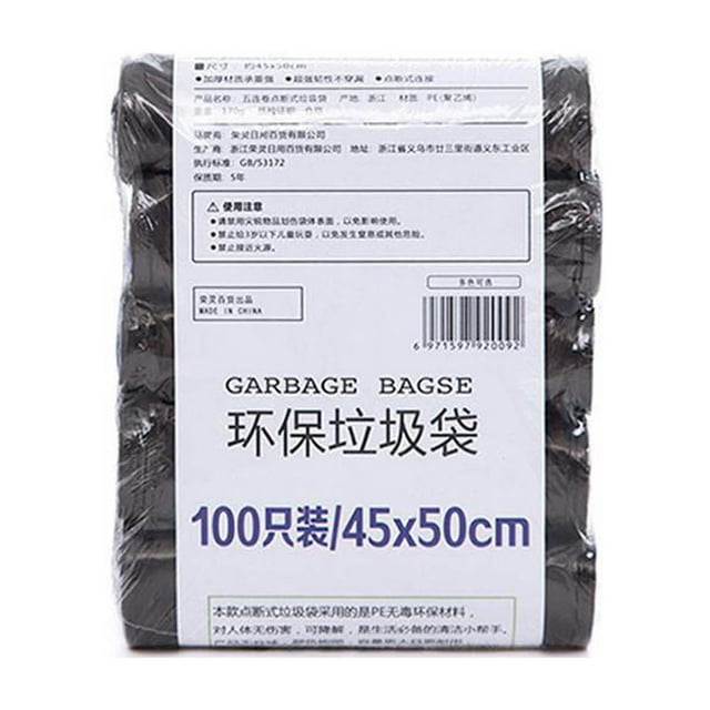 100 bolsas de basura desechables gruesas para el hogar y la oficina, 45 x 50 cm (negras)