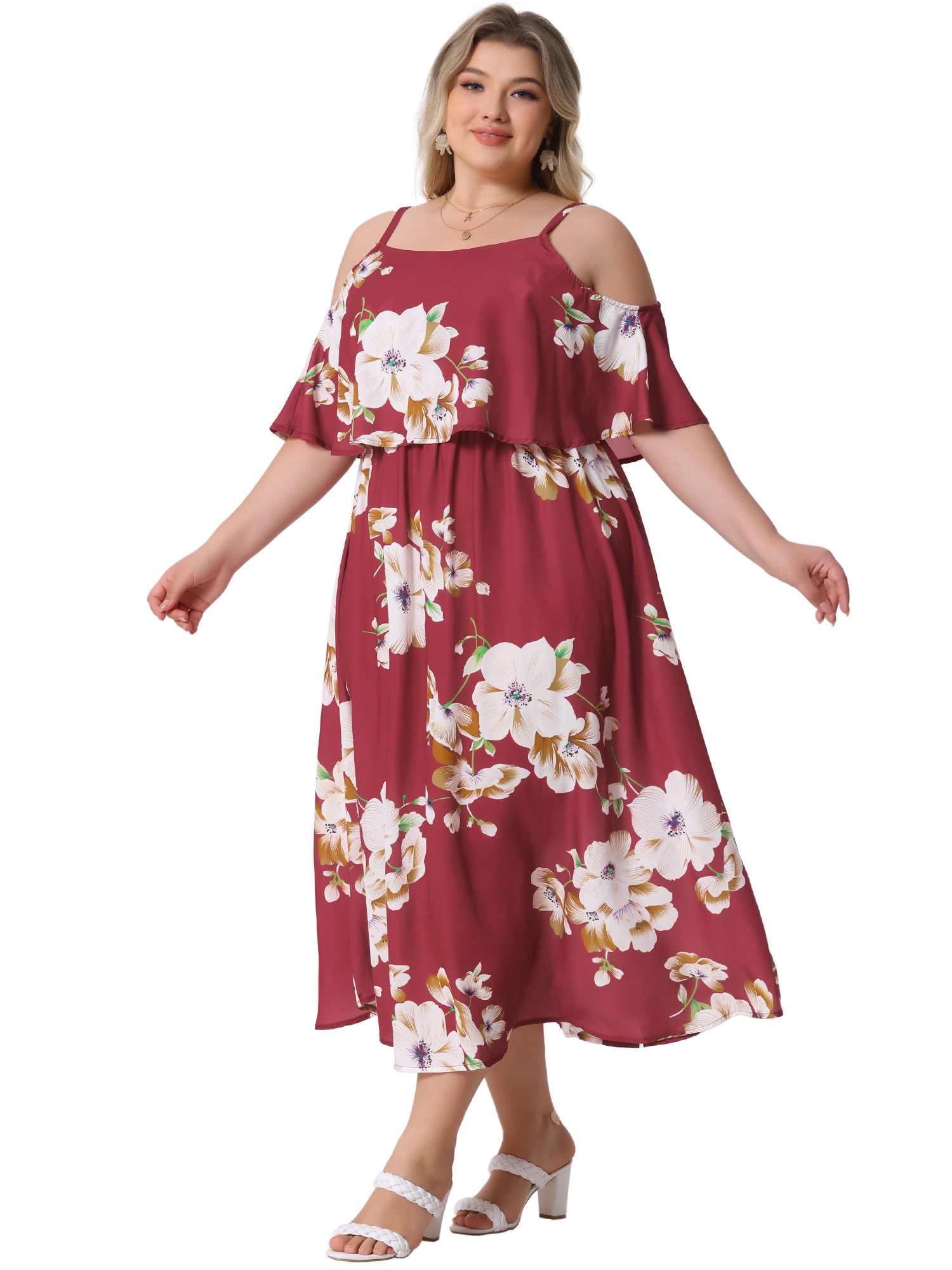 DARING DIVA Plus Size Square Neck Adjustable Strap Dress 4X Red